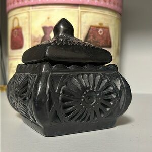 Black volcanic silver jewelry keeper.